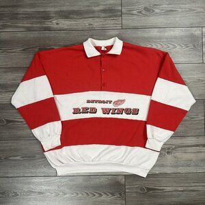 Vintage 90’s Detroit Red Wings Collared Sweatshirt